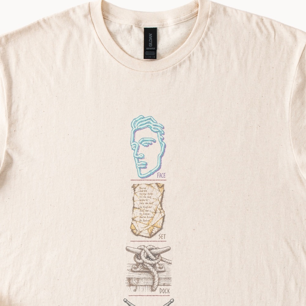 Neon Line Art Face Set Dock Stick Boho Vintage Style Tee